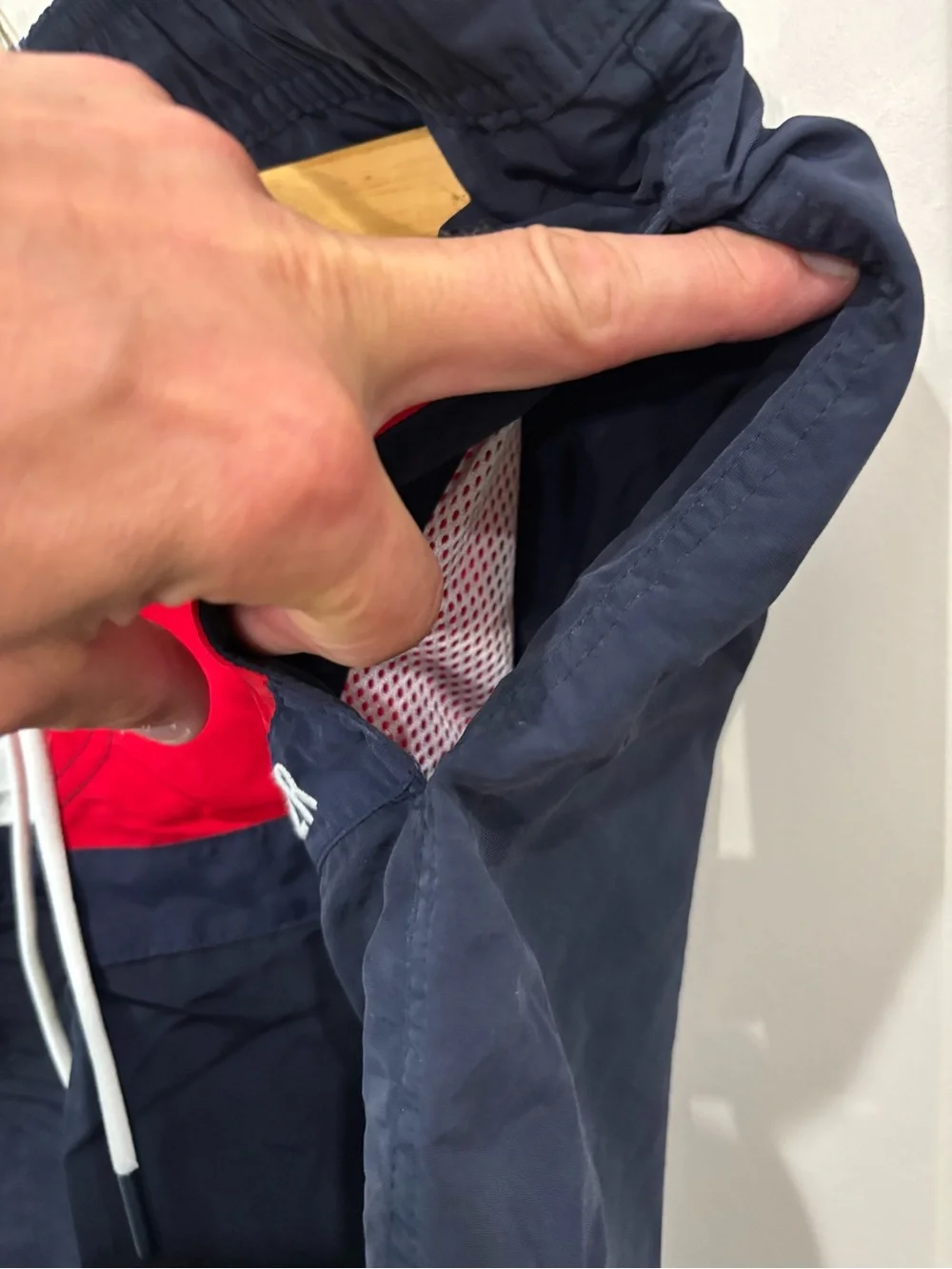 Tommy Hilfiger Navy Swim Trunks with Red & White Panels